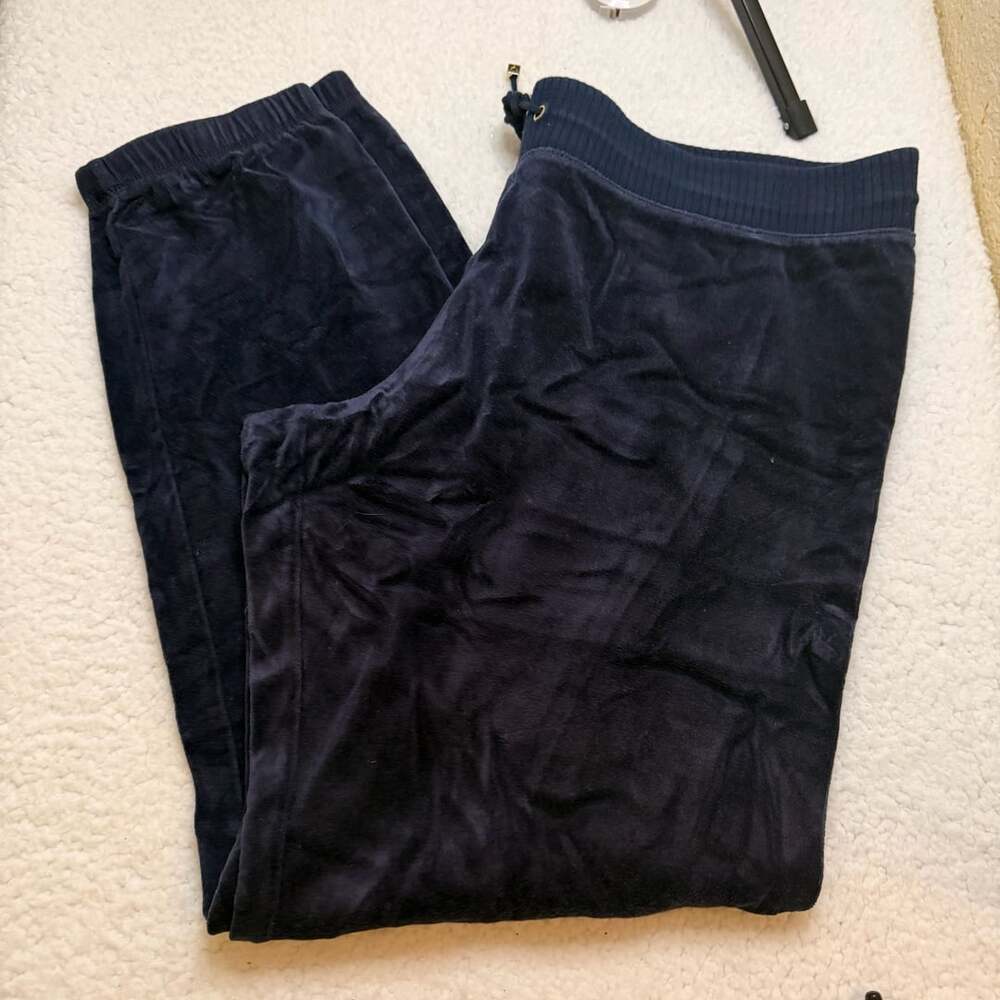 Plush and Lush Velour Sweatpants X-Large Navy